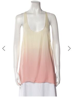 NWT LoveShackFancy 100% Silk Scoop-Neck Ombré Tank Top - Sz S